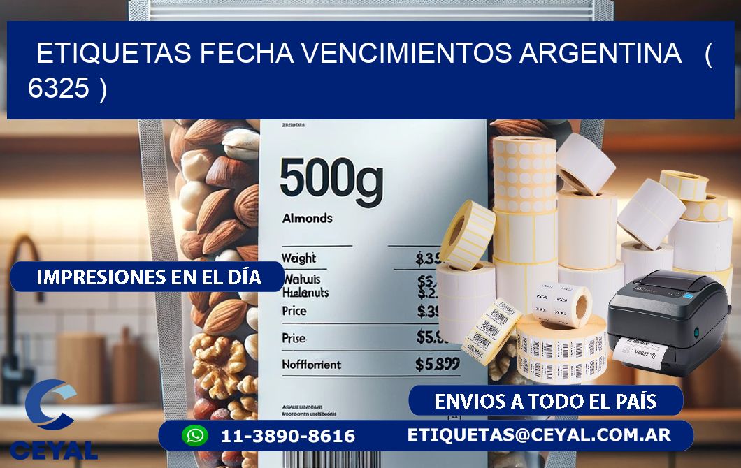 ETIQUETAS FECHA VENCIMIENTOS ARGENTINA   ( 6325 )