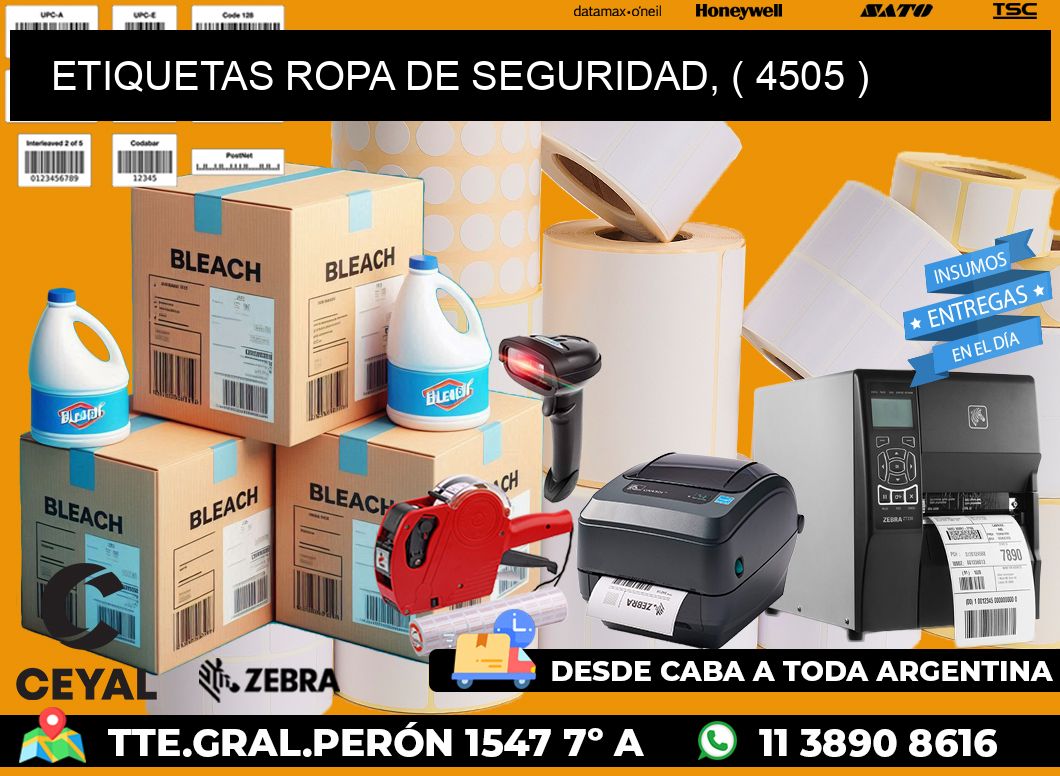 ETIQUETAS ROPA DE SEGURIDAD, ( 4505 )