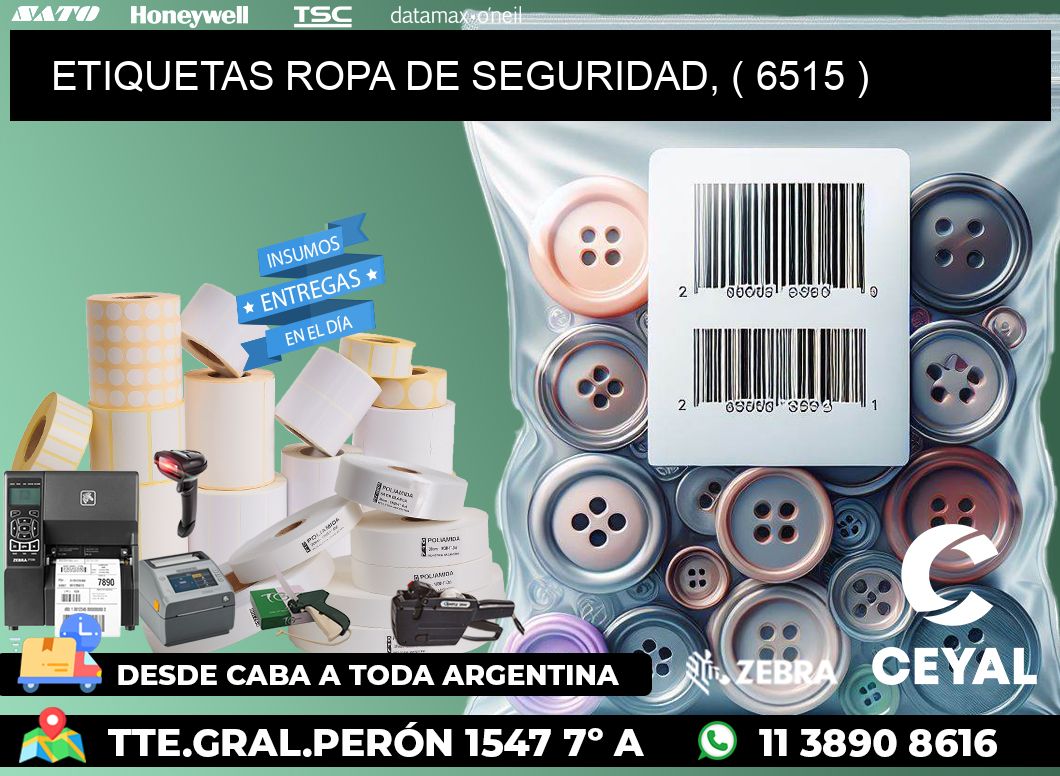 ETIQUETAS ROPA DE SEGURIDAD, ( 6515 )
