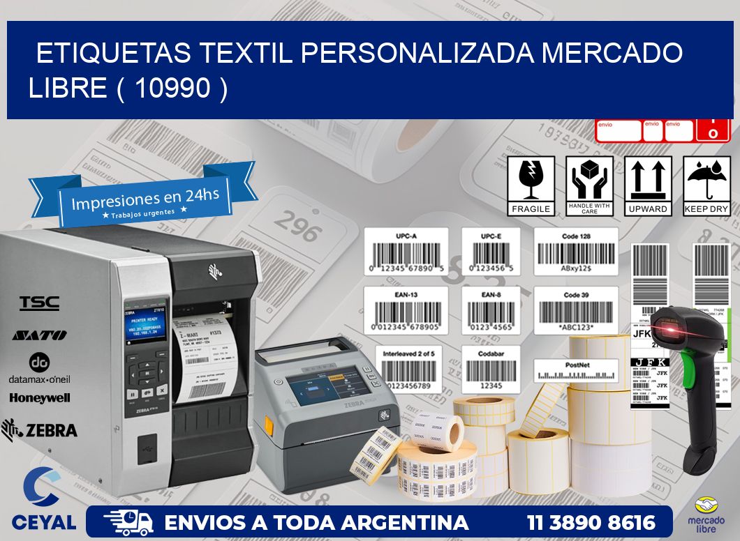 ETIQUETAS TEXTIL PERSONALIZADA MERCADO LIBRE ( 10990 )