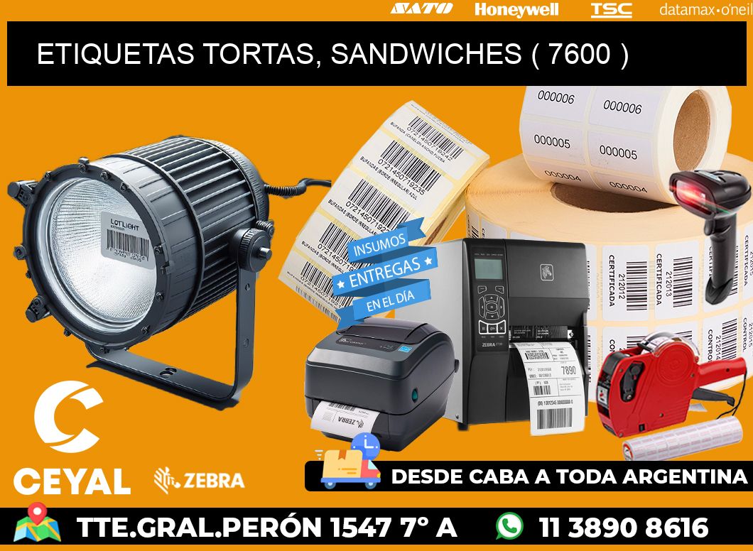 ETIQUETAS TORTAS, SANDWICHES ( 7600 )