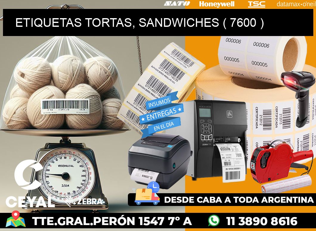 ETIQUETAS TORTAS, SANDWICHES ( 7600 )