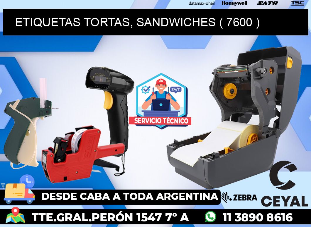ETIQUETAS TORTAS, SANDWICHES ( 7600 )