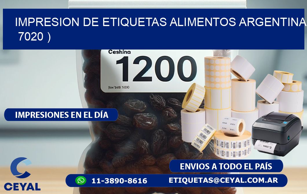 IMPRESION DE ETIQUETAS ALIMENTOS ARGENTINA   7020 )