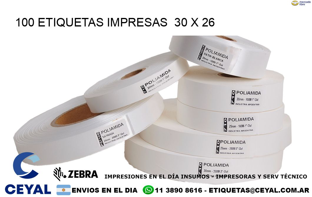100 ETIQUETAS IMPRESAS  30 x 26