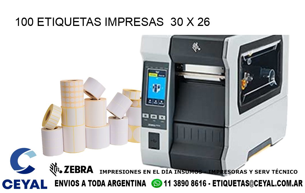 100 ETIQUETAS IMPRESAS  30 x 26