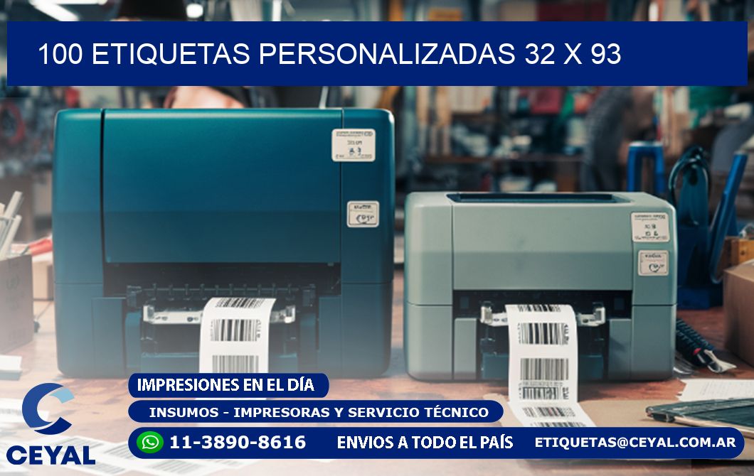 100 ETIQUETAS PERSONALIZADAS 32 x 93