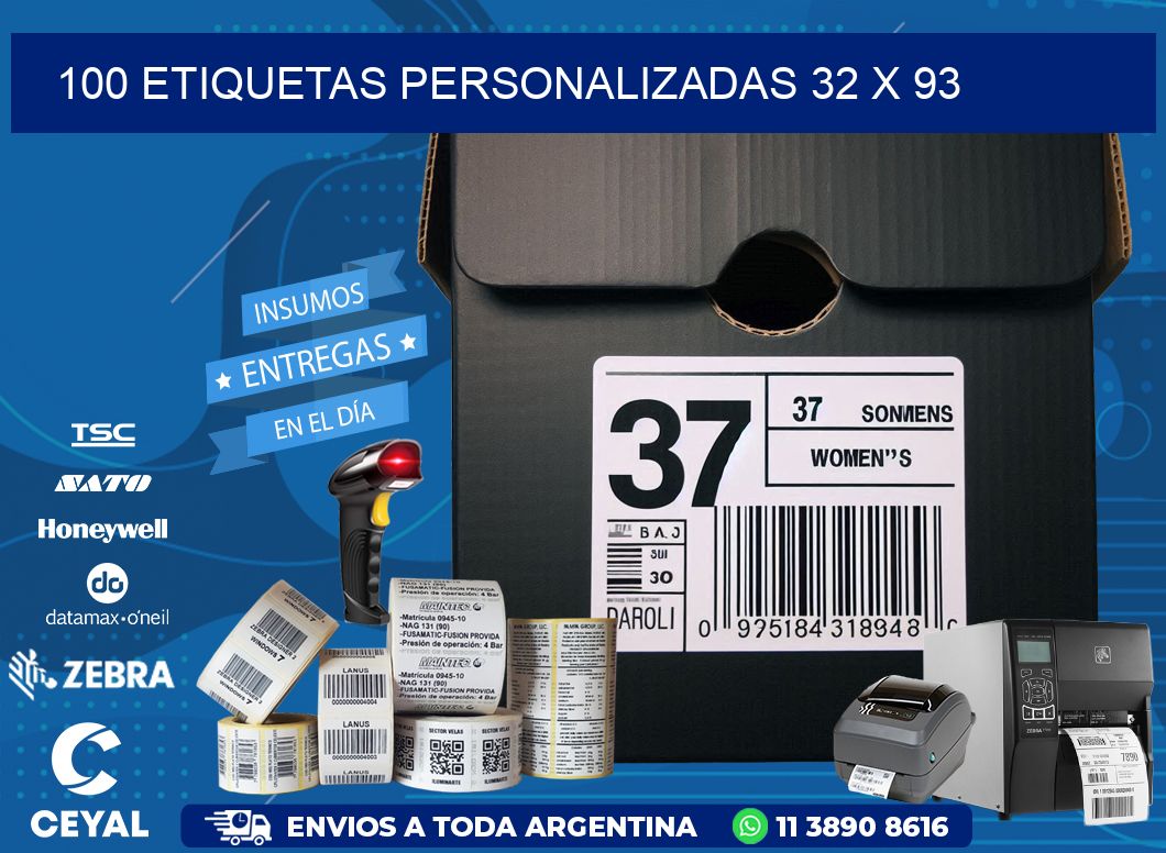 100 ETIQUETAS PERSONALIZADAS 32 x 93