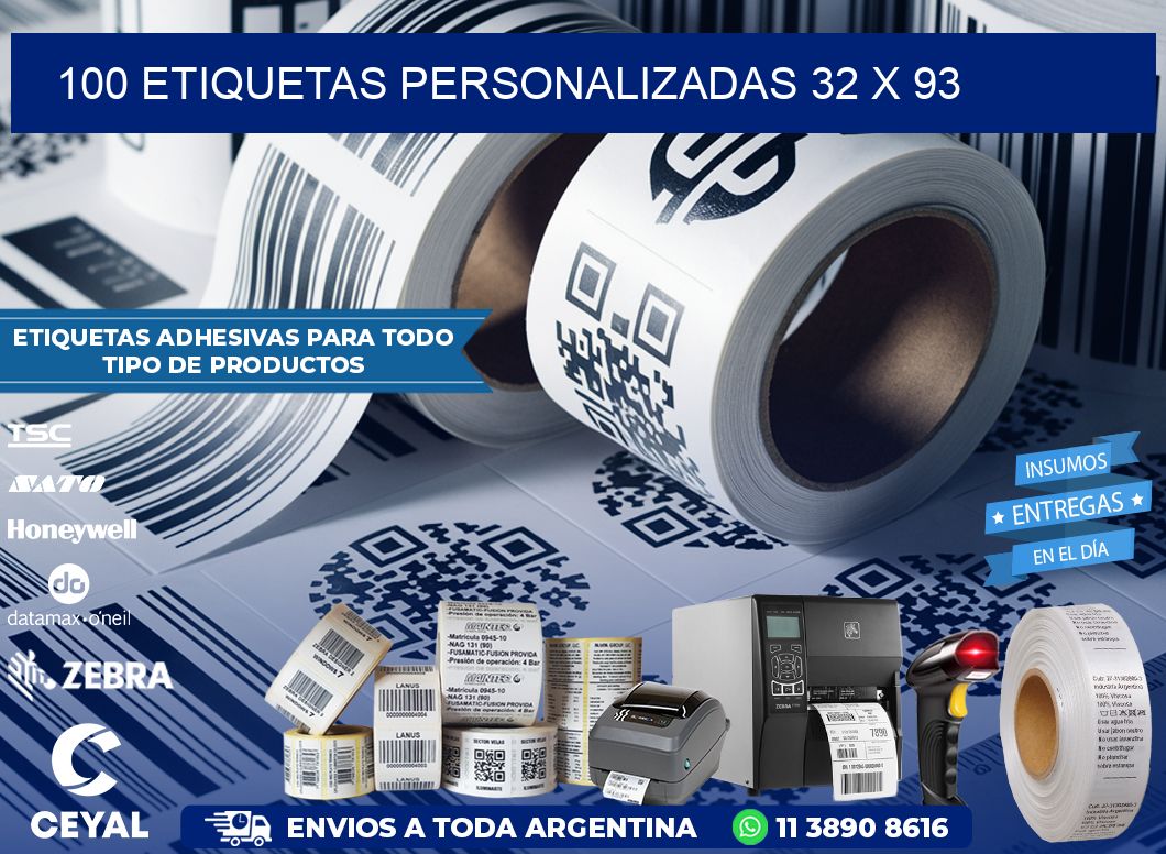 100 ETIQUETAS PERSONALIZADAS 32 x 93