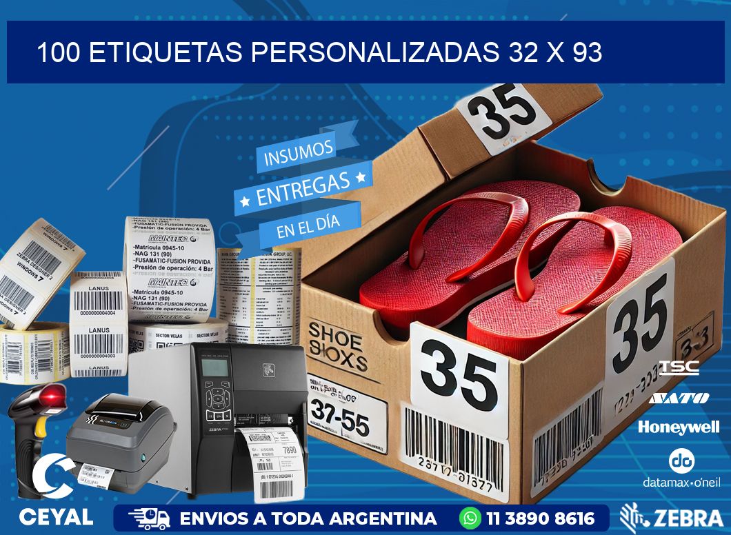 100 ETIQUETAS PERSONALIZADAS 32 x 93