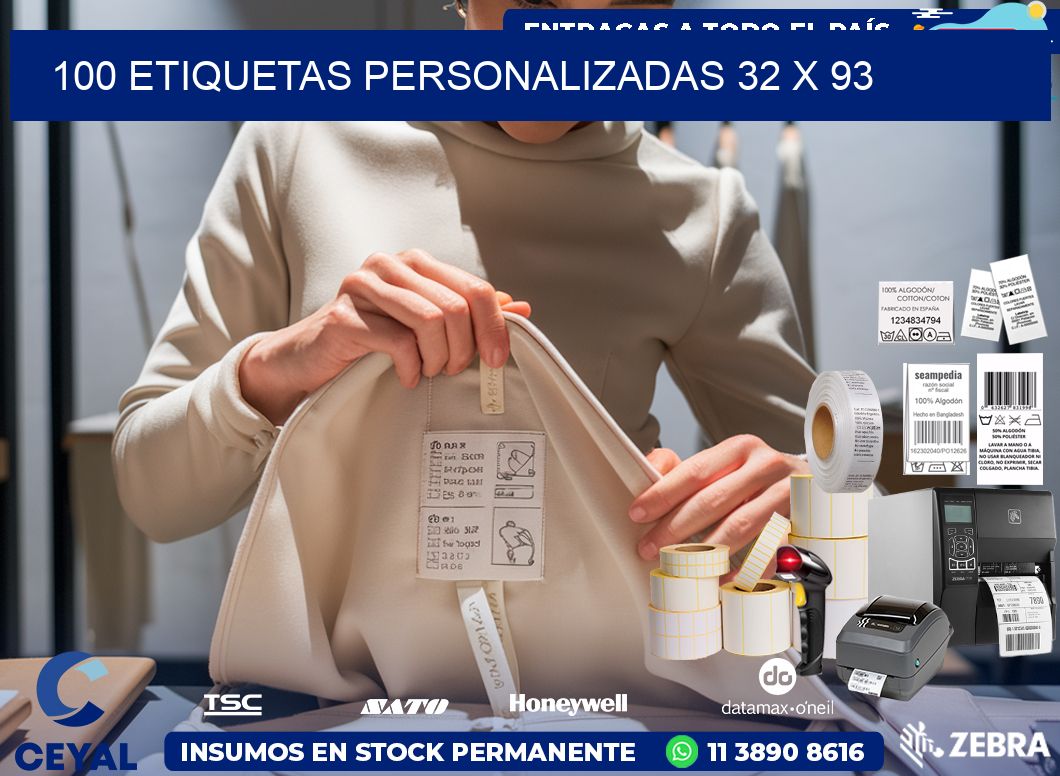 100 ETIQUETAS PERSONALIZADAS 32 x 93