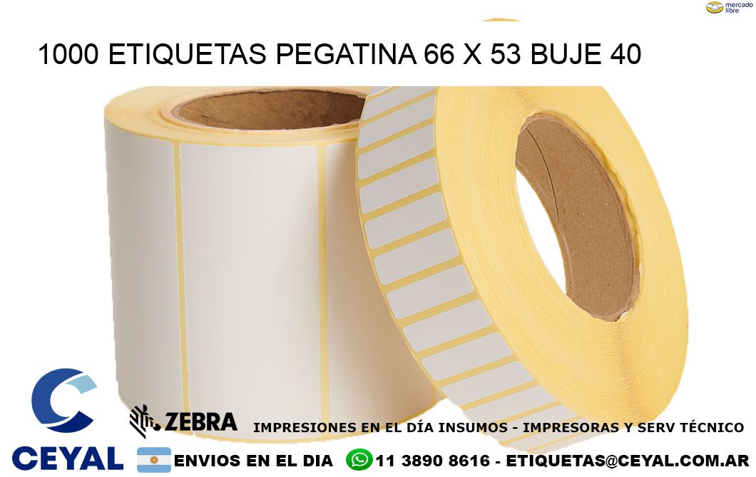 1000 ETIQUETAS PEGATINA 66 x 53 buje 40