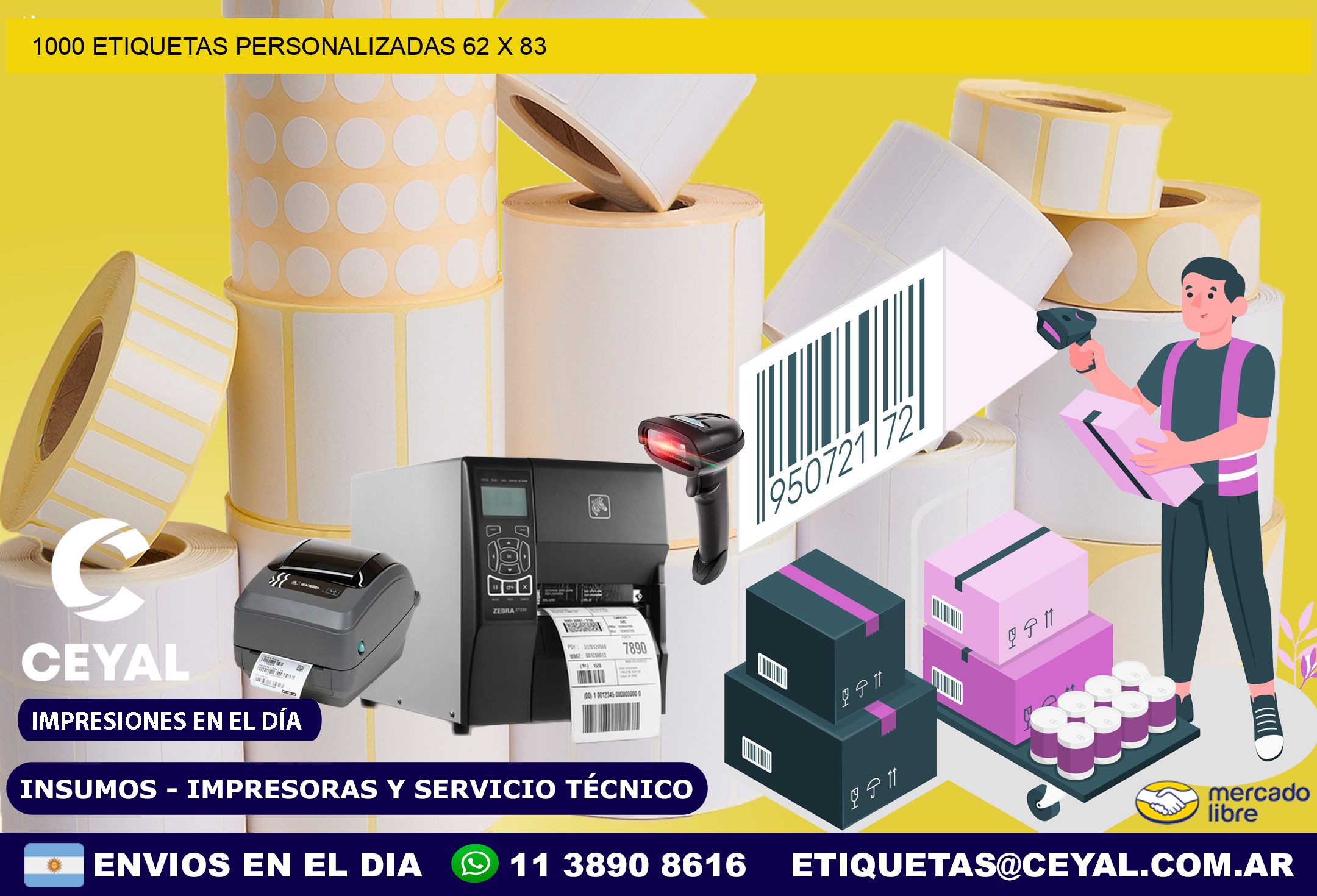 1000 ETIQUETAS PERSONALIZADAS 62 x 83