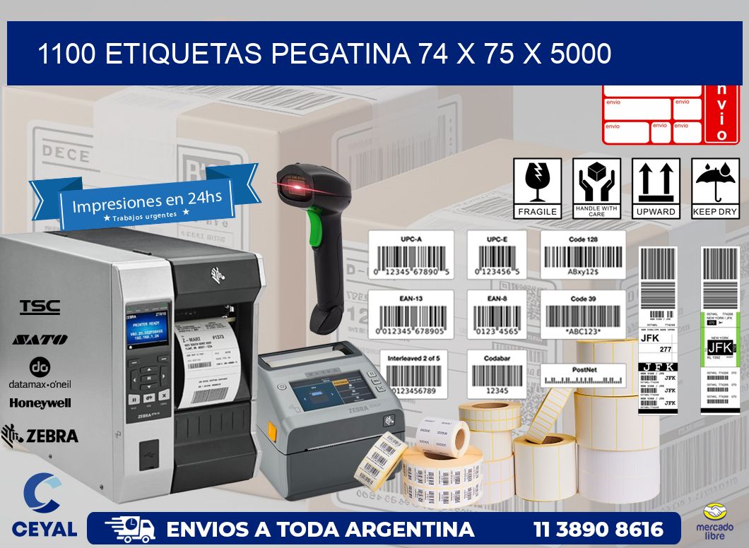 1100 ETIQUETAS PEGATINA 74 x 75 x 5000
