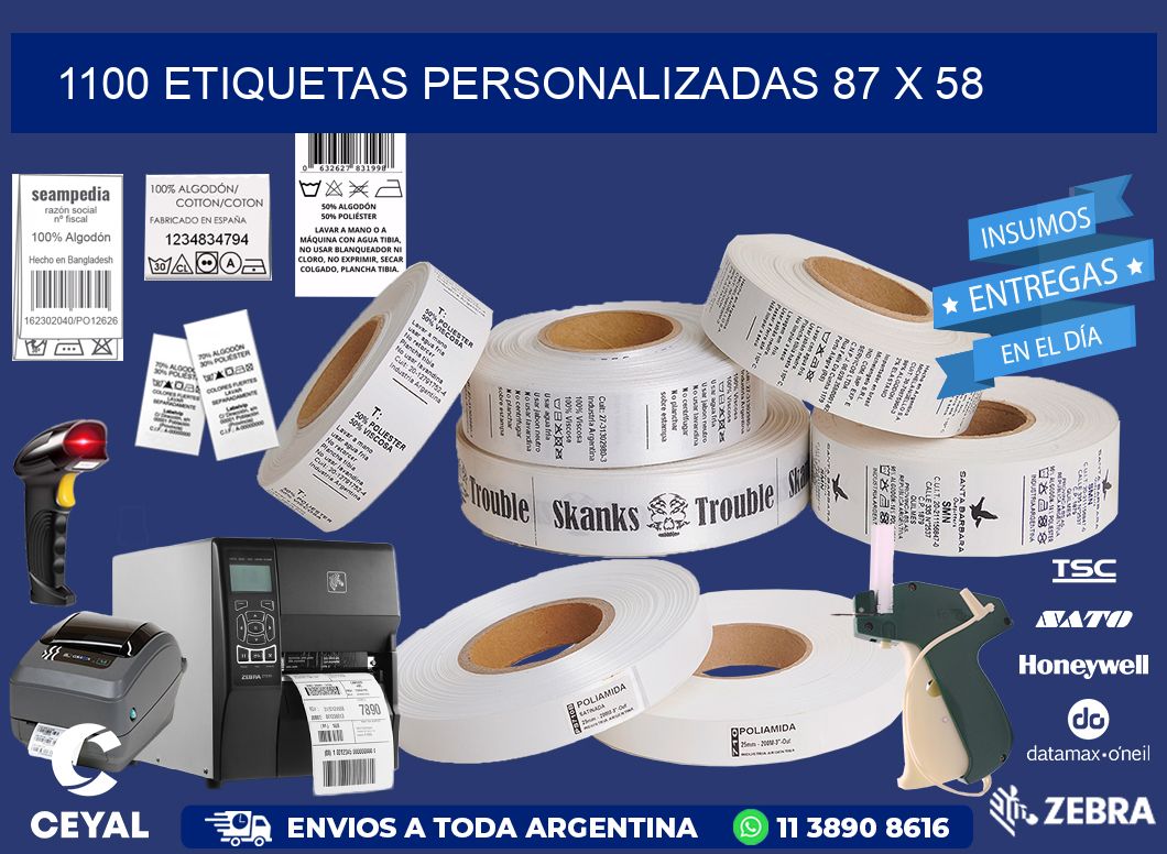 1100 ETIQUETAS PERSONALIZADAS 87 x 58