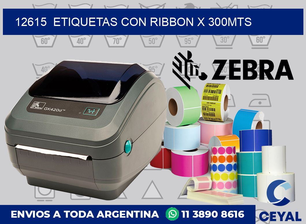 12615  ETIQUETAS CON RIBBON X 300MTS