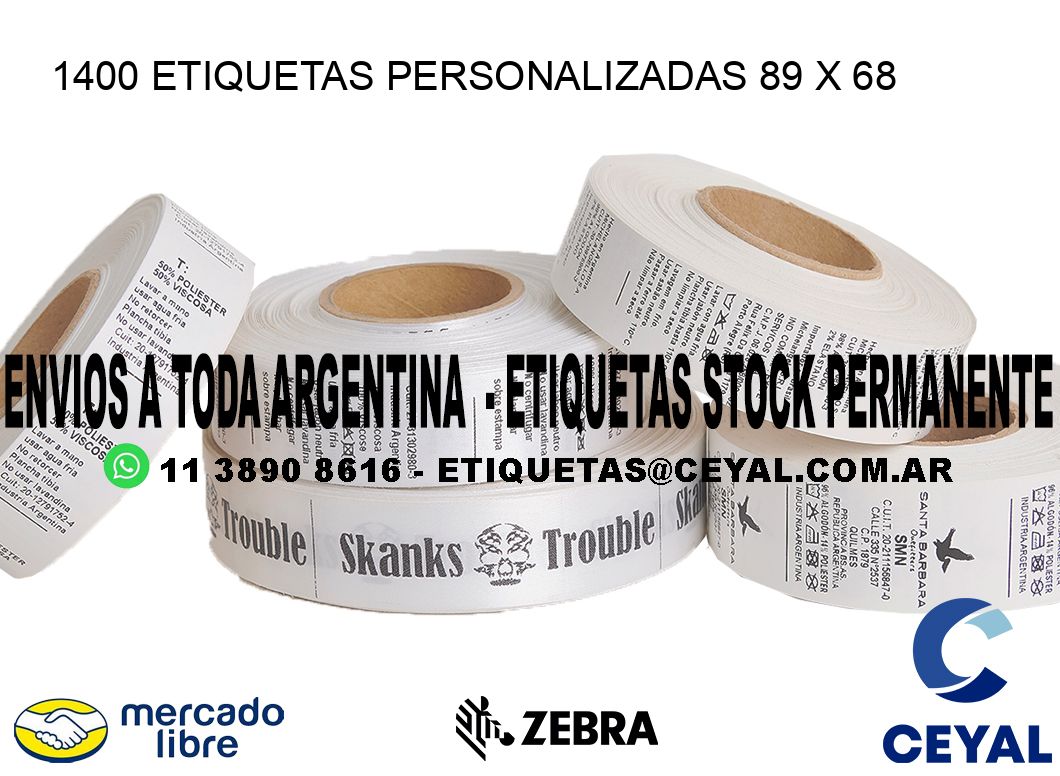 1400 ETIQUETAS PERSONALIZADAS 89 x 68