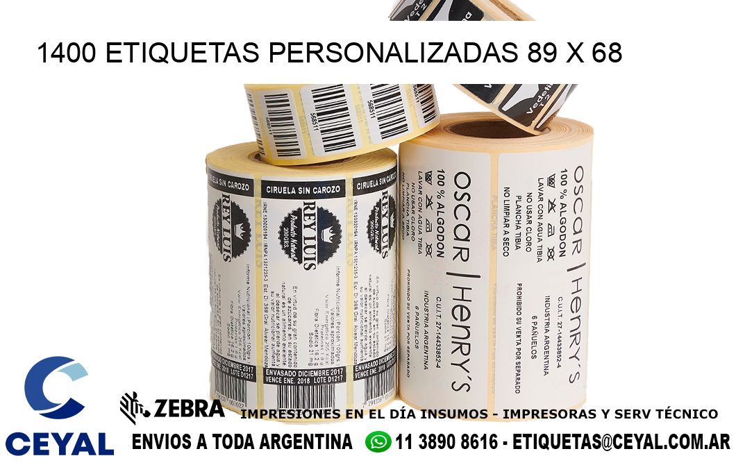 1400 ETIQUETAS PERSONALIZADAS 89 x 68