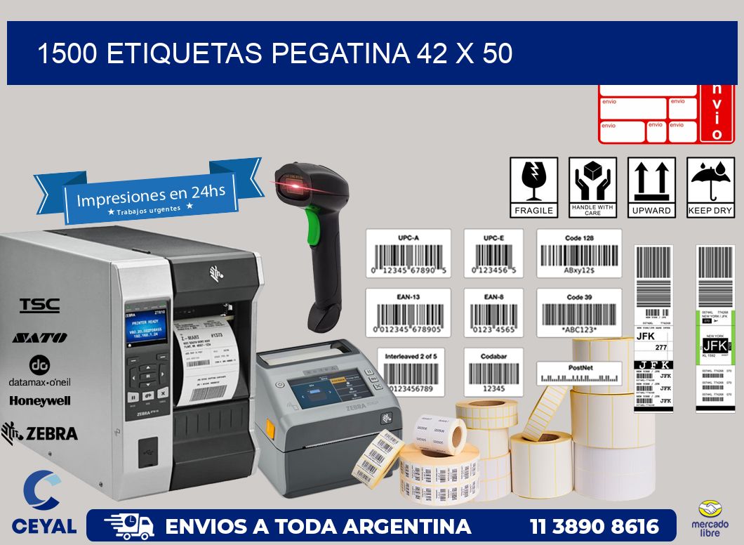 1500 ETIQUETAS PEGATINA 42 x 50