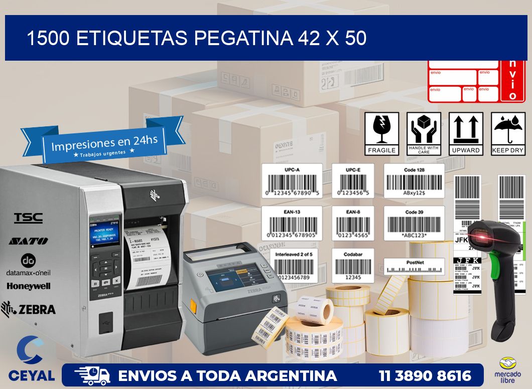 1500 ETIQUETAS PEGATINA 42 x 50