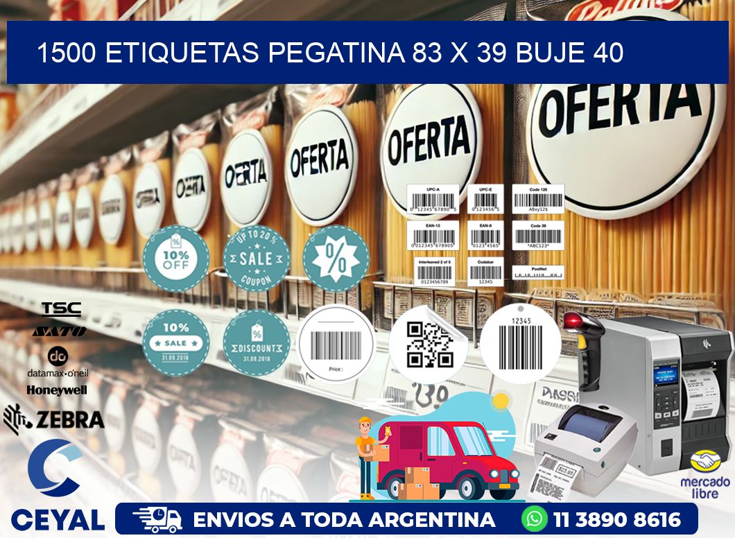 1500 ETIQUETAS PEGATINA 83 x 39 buje 40