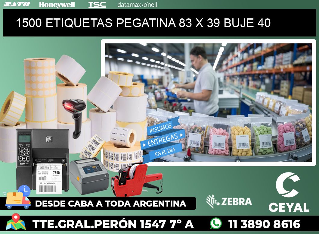 1500 ETIQUETAS PEGATINA 83 x 39 buje 40