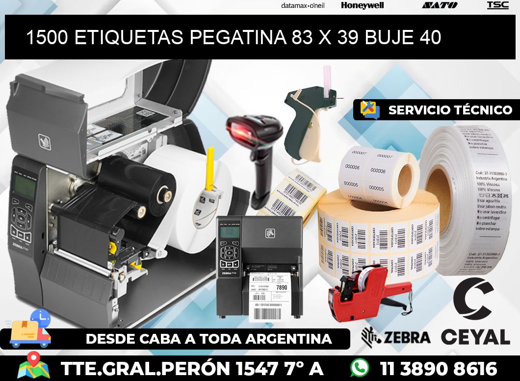 1500 ETIQUETAS PEGATINA 83 x 39 buje 40