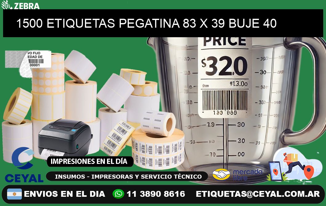 1500 ETIQUETAS PEGATINA 83 x 39 buje 40