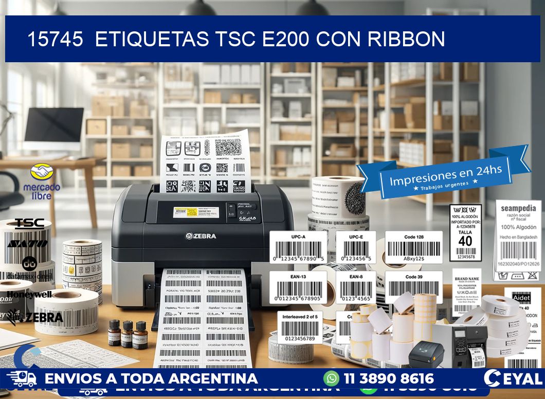 15745  ETIQUETAS TSC E200 CON RIBBON