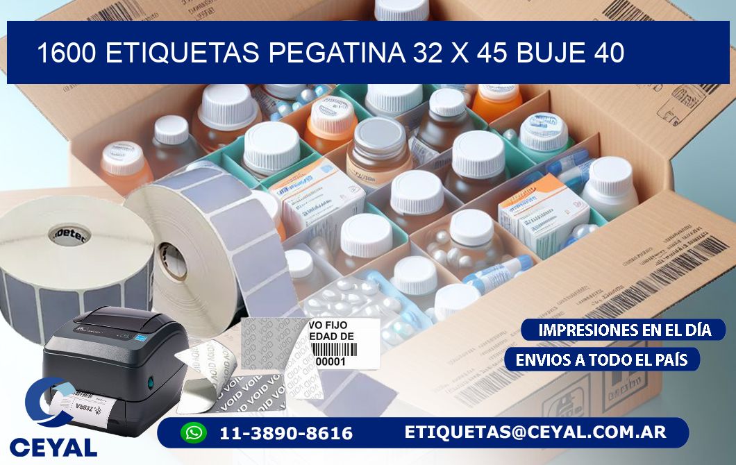 1600 ETIQUETAS PEGATINA 32 x 45 buje 40
