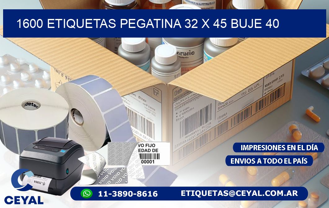 1600 ETIQUETAS PEGATINA 32 x 45 buje 40