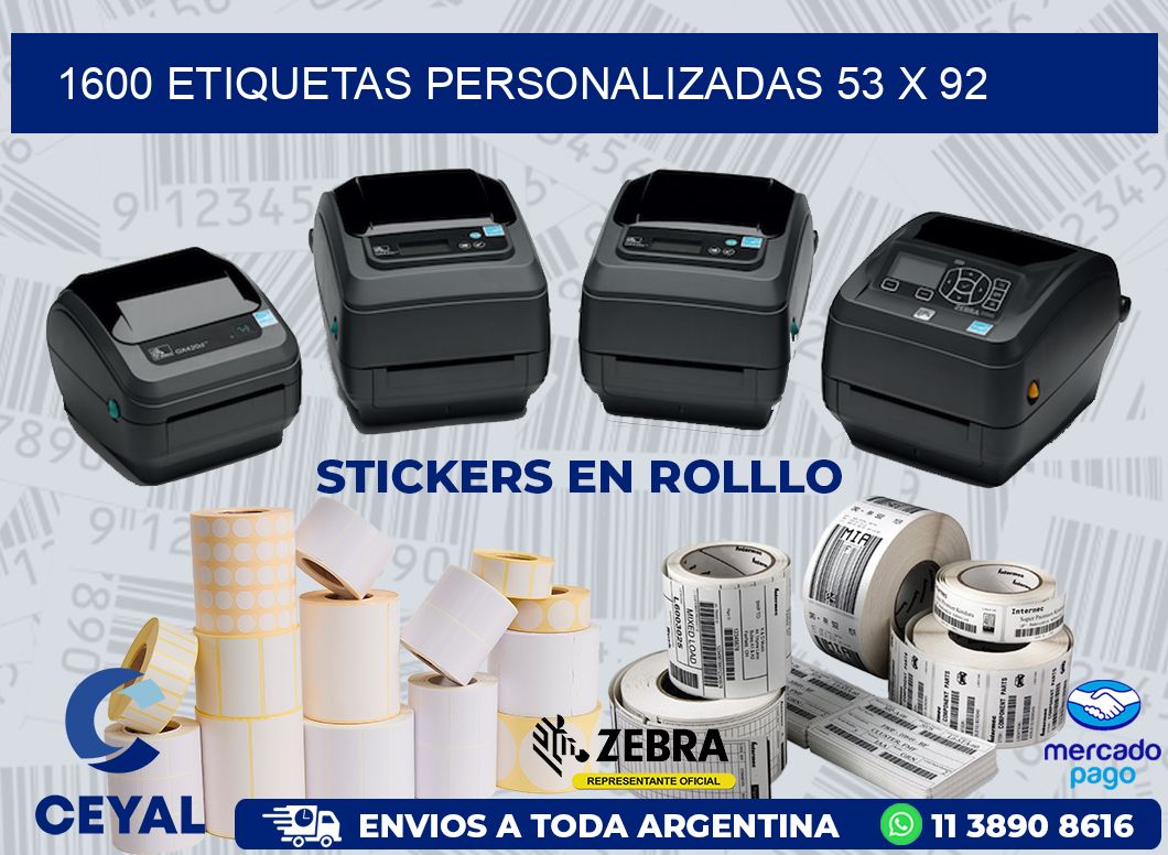 1600 ETIQUETAS PERSONALIZADAS 53 x 92