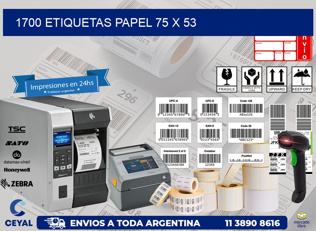 1700 ETIQUETAS PAPEL 75 x 53