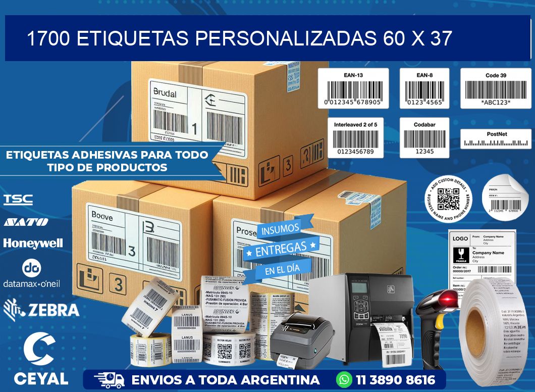 1700 ETIQUETAS PERSONALIZADAS 60 x 37