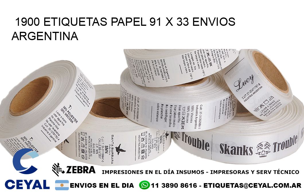 1900 ETIQUETAS PAPEL 91 x 33 ENVIOS ARGENTINA