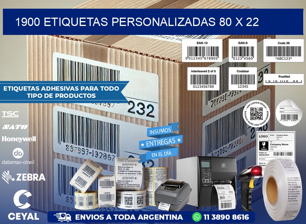 1900 ETIQUETAS PERSONALIZADAS 80 x 22
