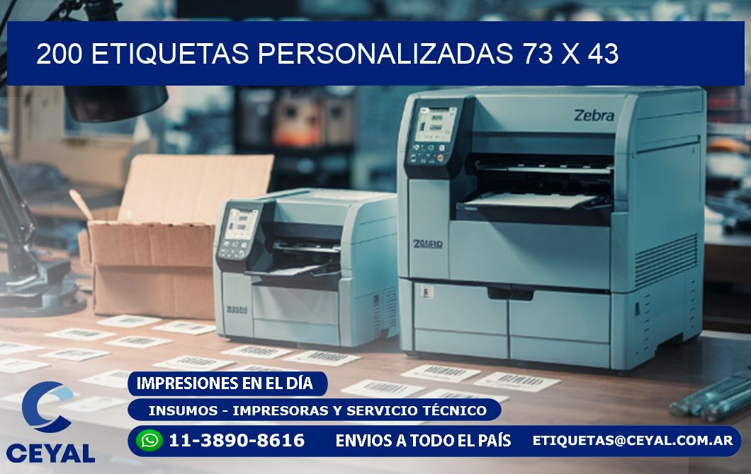 200 ETIQUETAS PERSONALIZADAS 73 x 43
