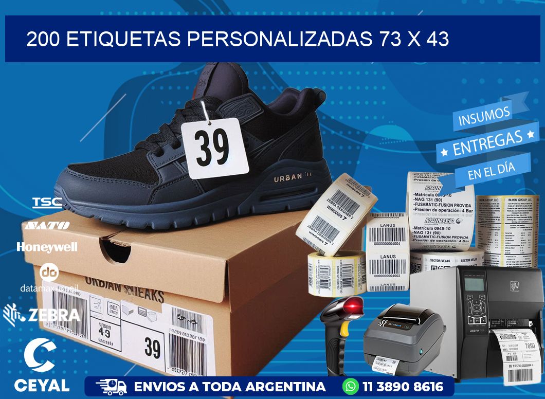 200 ETIQUETAS PERSONALIZADAS 73 x 43