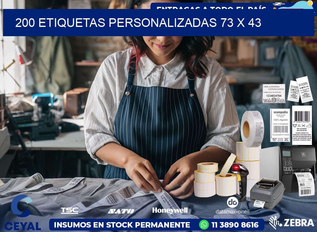 200 ETIQUETAS PERSONALIZADAS 73 x 43