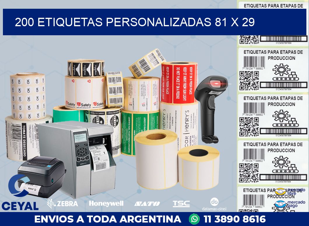 200 ETIQUETAS PERSONALIZADAS 81 x 29