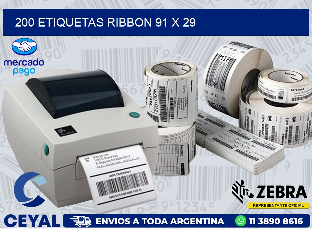 200 ETIQUETAS RIBBON 91 x 29