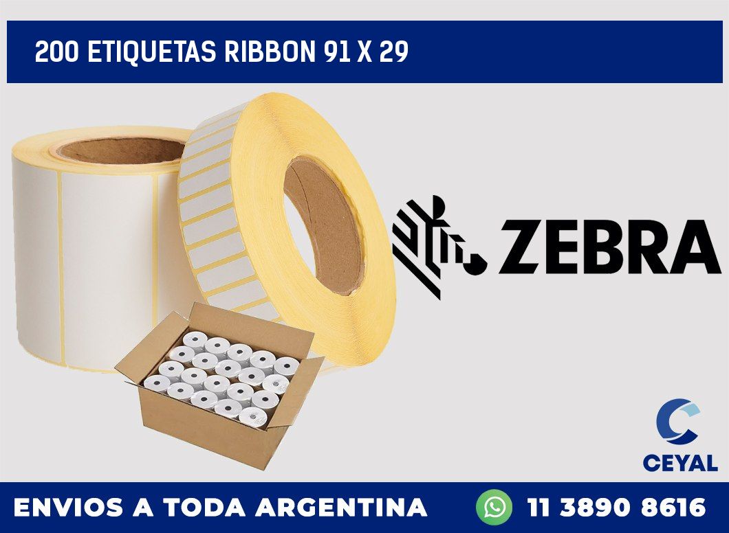 200 ETIQUETAS RIBBON 91 x 29