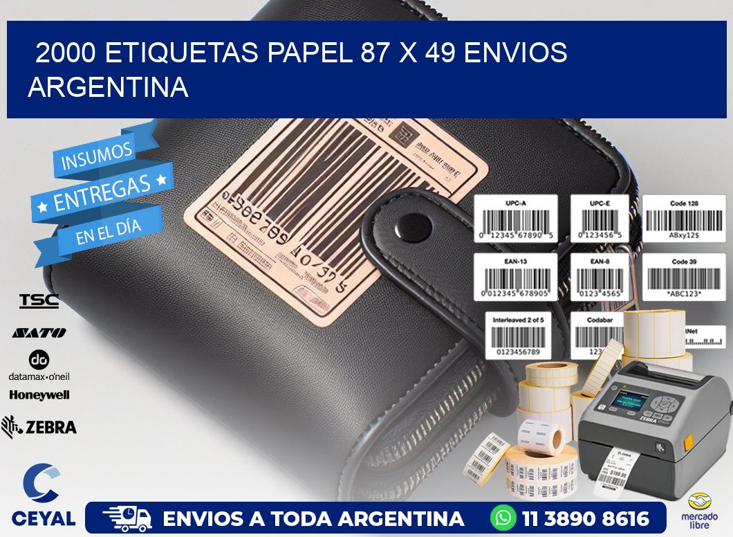 2000 ETIQUETAS PAPEL 87 x 49 ENVIOS ARGENTINA