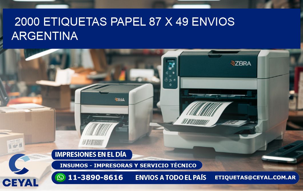 2000 ETIQUETAS PAPEL 87 x 49 ENVIOS ARGENTINA