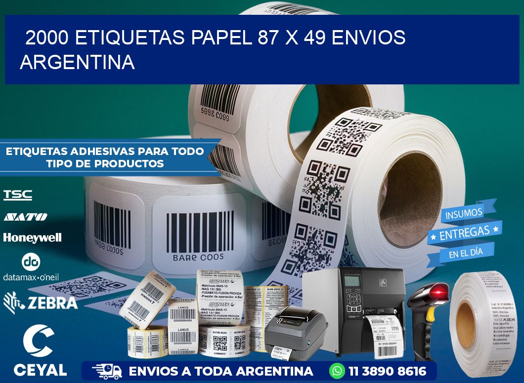 2000 ETIQUETAS PAPEL 87 x 49 ENVIOS ARGENTINA