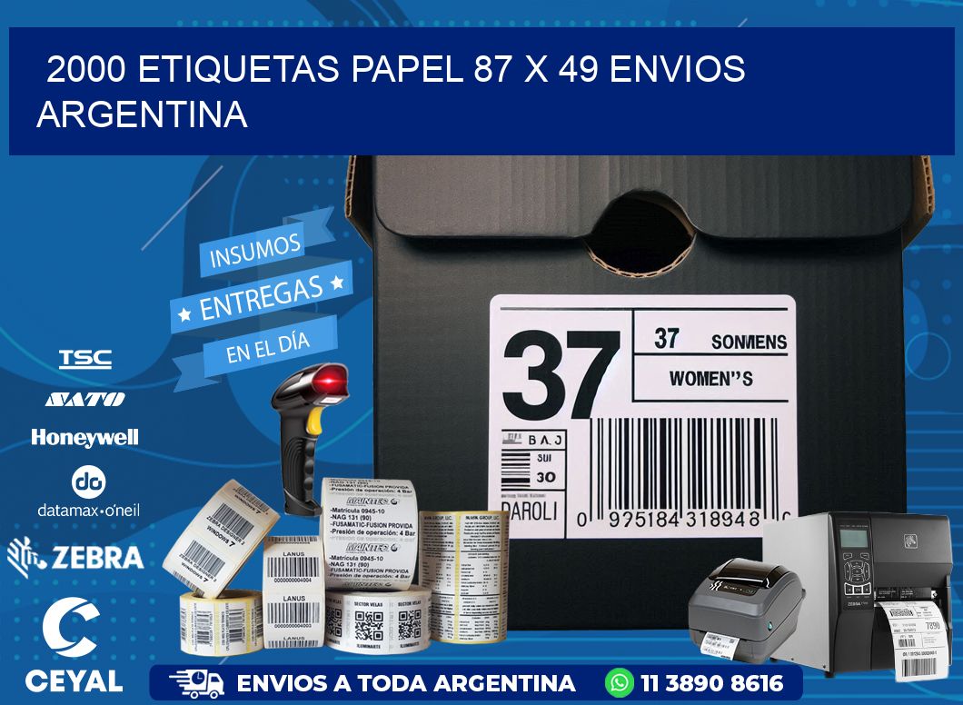 2000 ETIQUETAS PAPEL 87 x 49 ENVIOS ARGENTINA