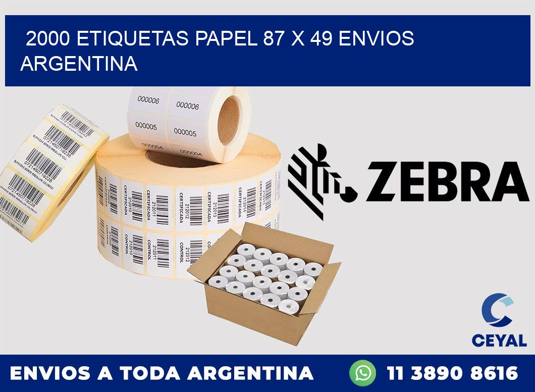 2000 ETIQUETAS PAPEL 87 x 49 ENVIOS ARGENTINA