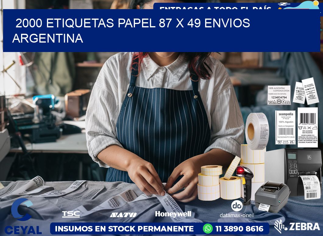 2000 ETIQUETAS PAPEL 87 x 49 ENVIOS ARGENTINA