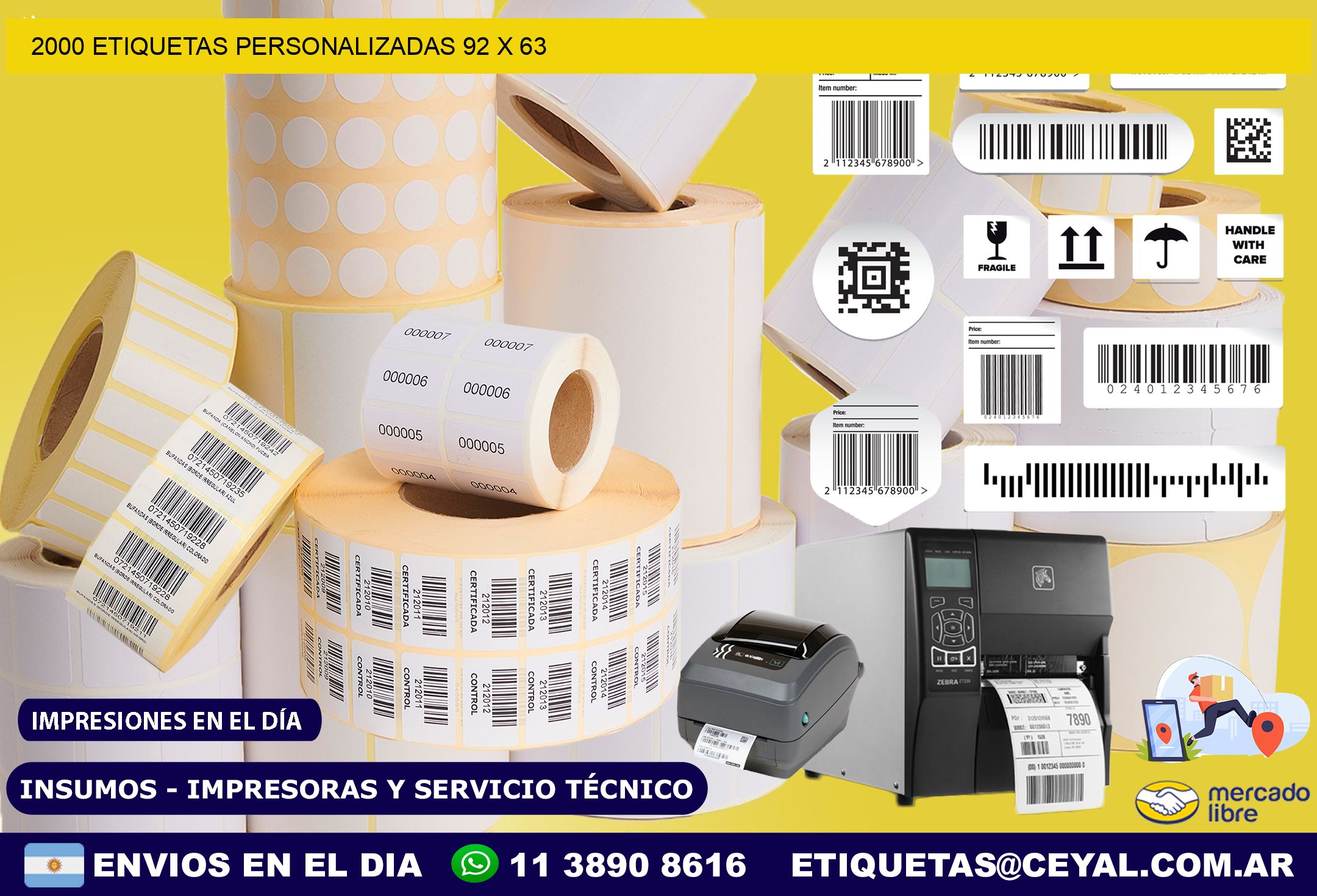 2000 ETIQUETAS PERSONALIZADAS 92 x 63