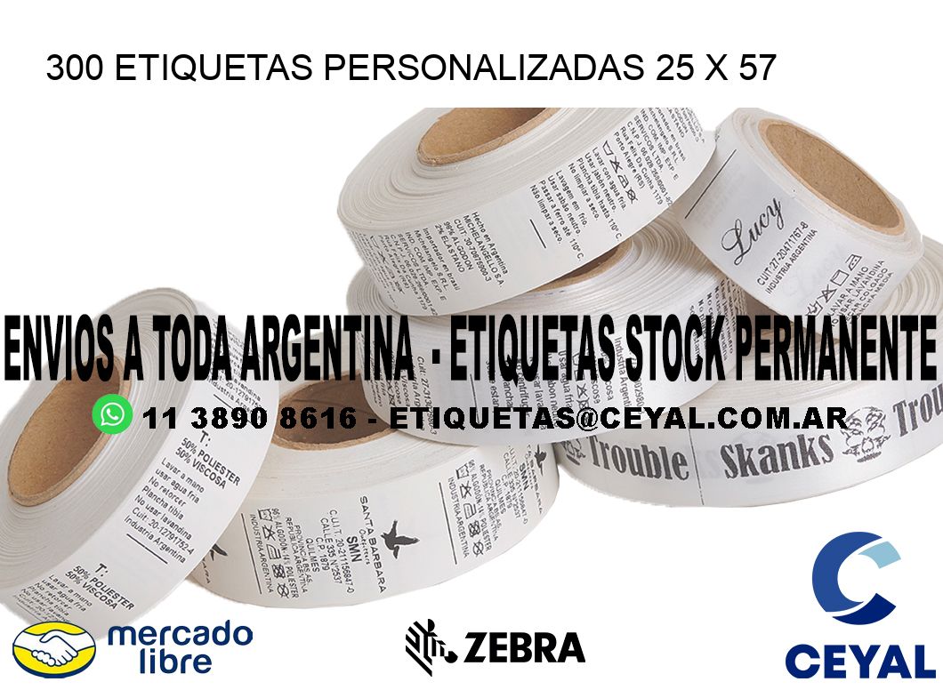 300 ETIQUETAS PERSONALIZADAS 25 x 57